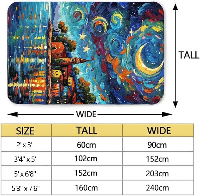 Machine Washable 5' x 7' Seaside Villages and Churches Area Rug, Bule Floor mat - Image 2