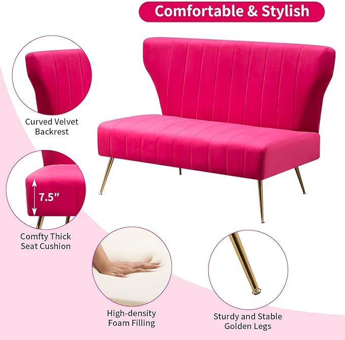 50’’ Armless Loveseat Sofa, Comfy Upholstered Velet Small Couch Sofa - Image 4