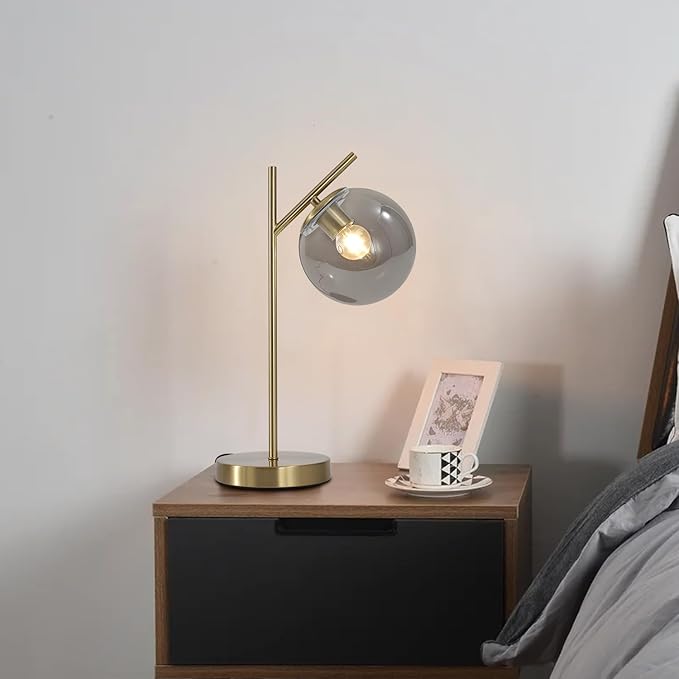 Mid Century Desk Lamp, Glass Globe Table Lamp - Image 3