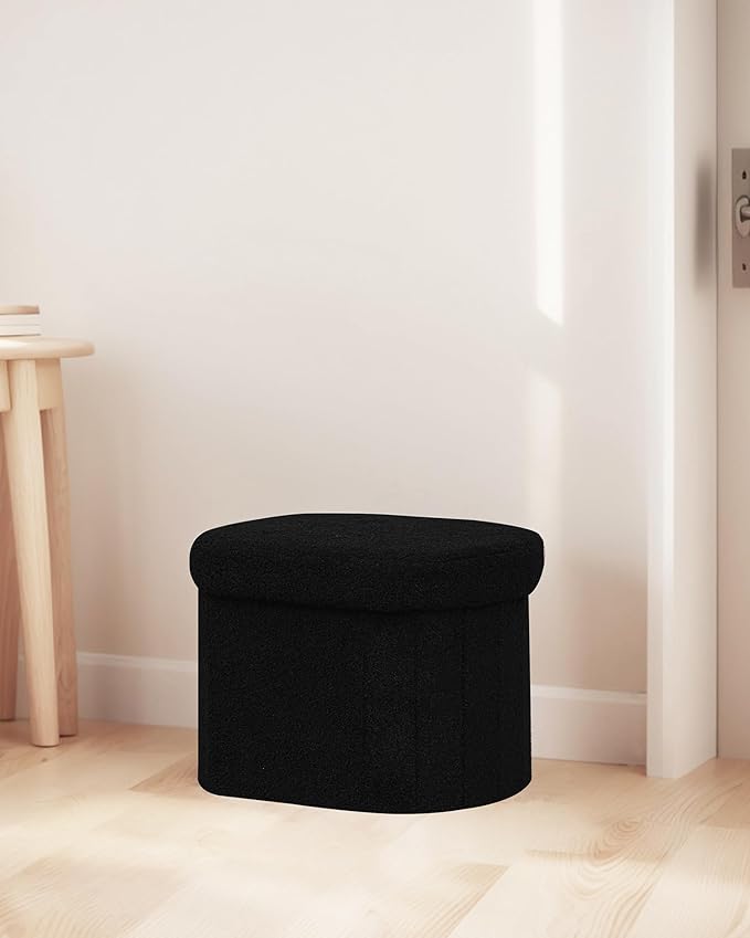 B FSOBEIIALEO Storage Ottoman for Dorm Room, Boucle Folding Storage Ottoman - Image 9