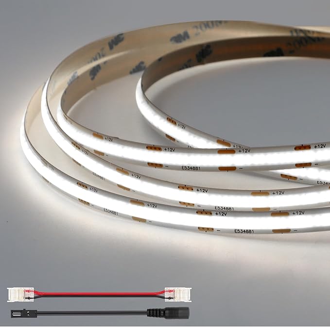 VST 16.4ft COB LED Strip Lights Cool White 6500K, 12V Dimmable LED Tape Light by VSTLighting