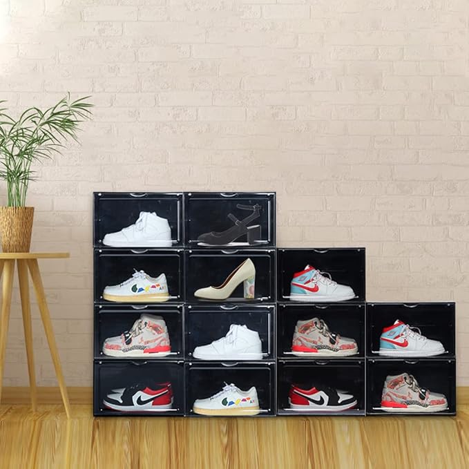 XL clear shoe storage boxes stackable, 8 Pack Large Shoe Boxes Clear Plastic - Image 2