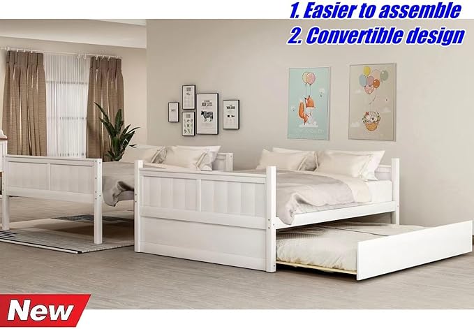 TSAMPA Latest Upgraded & Stronger Heavy Duty Solid Wood Full Over Full Bunk Bed - Image 3