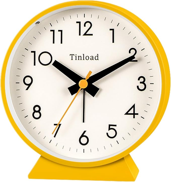 4.5" Battery Operated Antique Retro Analog Alarm Clock, Small Silent Bedside by Tinload