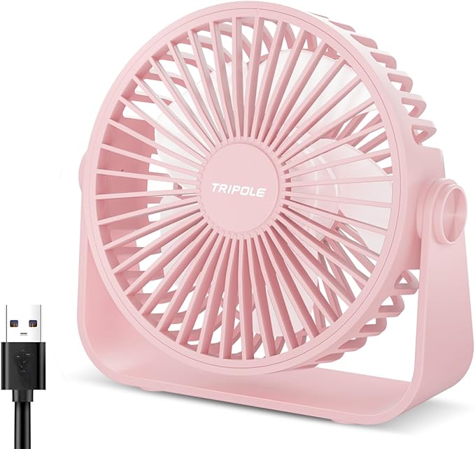 TriPole USB Desk Fan Portable Mini Fan Powerful 3 Speeds Wind Personal Desktop by TriPole