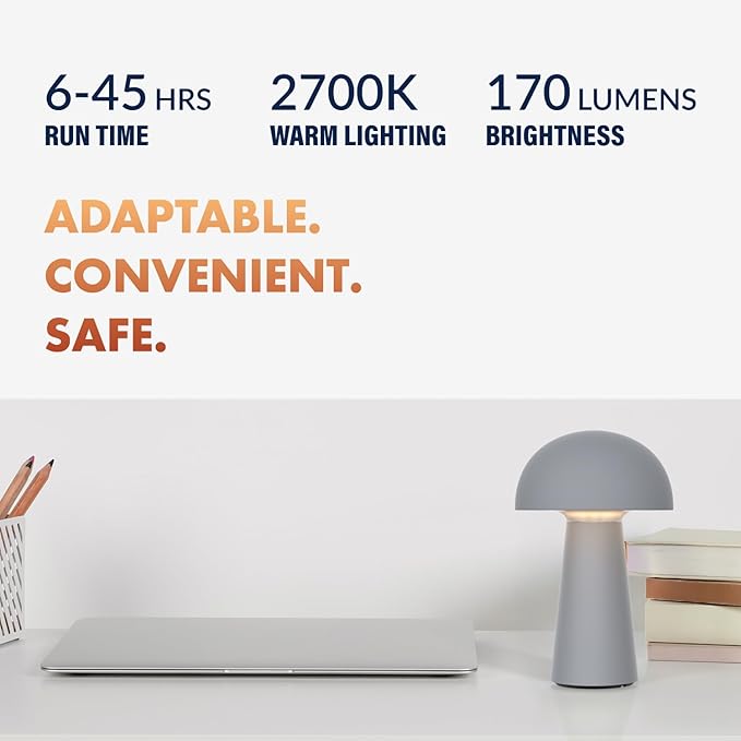 ‎Newhouse Lighting Capri, Fog Gray 2700K Dimmable Cordless USB-C Rechargeable - Image 4