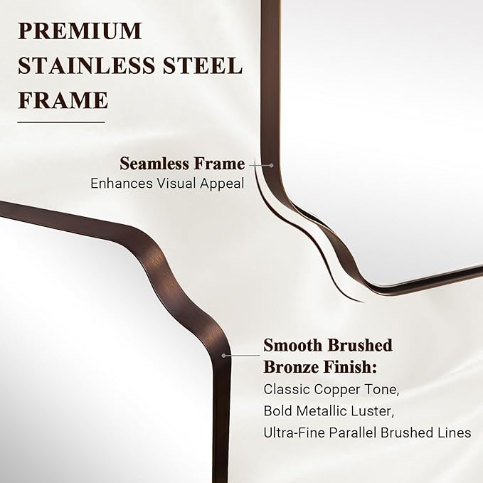 ANDY STAR Rectangle Mirror 30x40 Inch, Brushed Bronze Scalloped Mirror - Image 5