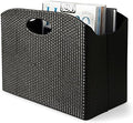 BLU MONACO | Black Woven Leather Magazine Holder by Blu_Monaco