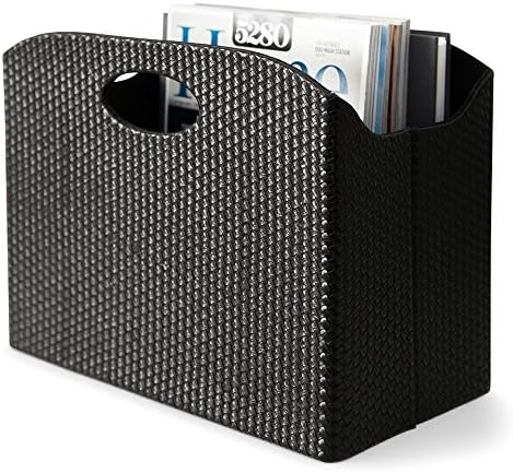 BLU MONACO | Black Woven Leather Magazine Holder by Blu_Monaco