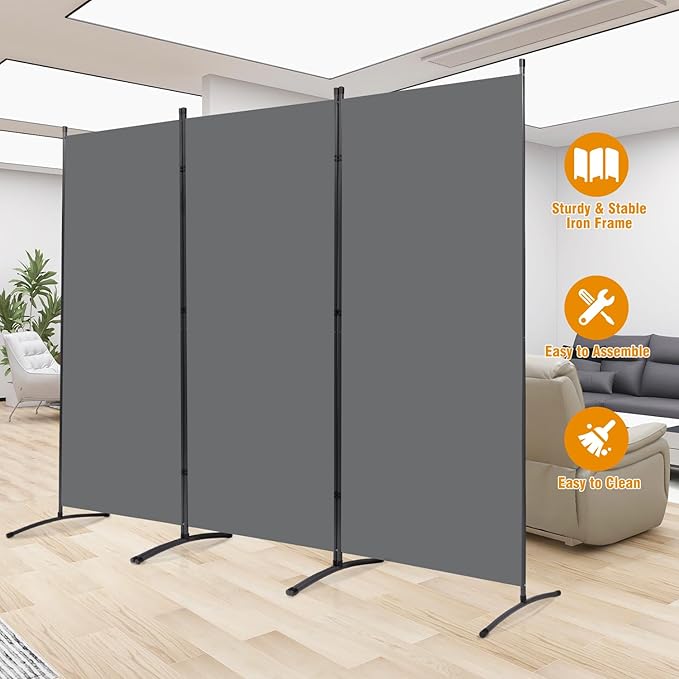6 FT Tall Room Divider Screen Fabric Wall Divider - Image 5