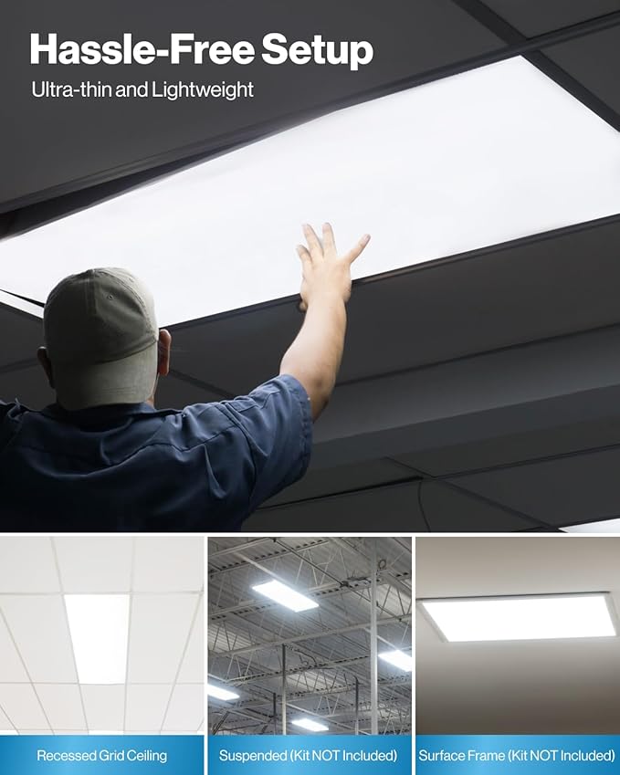 Sunco 2x4 LED Flat Panel Light Drop Ceiling Office Fixture, 7700 LM, Selectable - Image 3