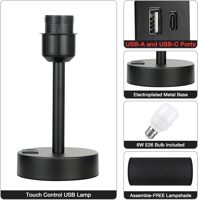 Black Touch Nightstand Lamps for Girl - Image 6