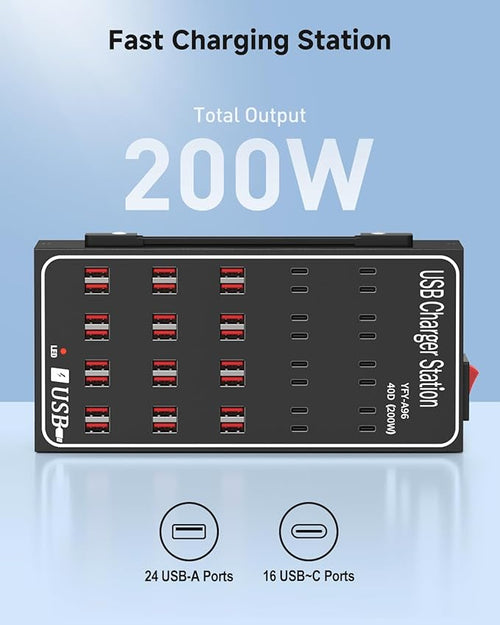 200W USB~c Charging Station, 40 Port USB~C Charger Block, Fast Charging Station - Image 2