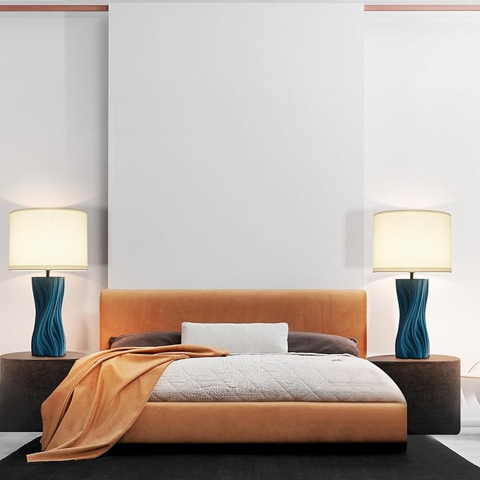 Modern Large Ceramic Plug in Blue Table Lamps - Image 2