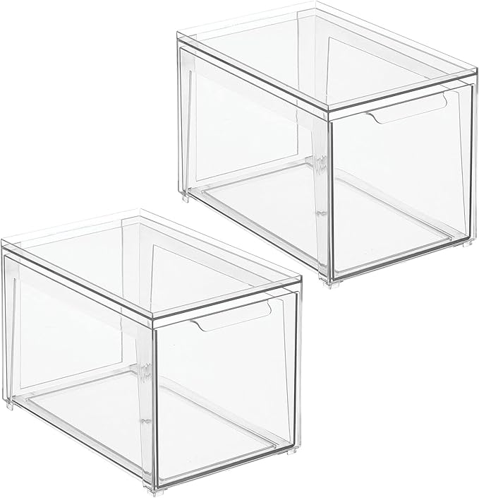 mDesign Plastic Stackable Closet Storage Organizer Bins - Image 9