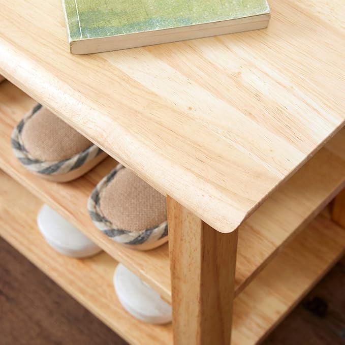 XKZG Storage Bench Wooden Shoe Rack Bench Simple Style Wood Entryway Bench - Image 4