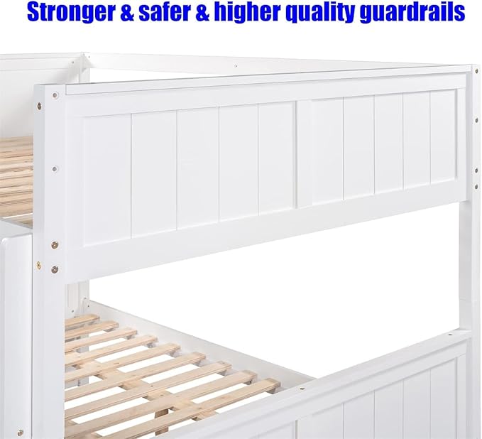 TSAMPA Latest Upgraded & Stronger Heavy Duty Solid Wood Full Over Full Bunk Bed - Image 6