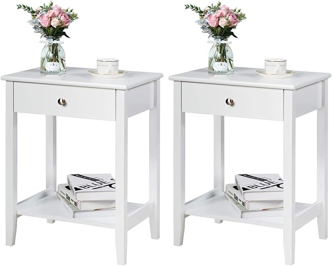 Giantex Nightstand Wooden 2-Tier Couch Sofa Side Table by Giantex