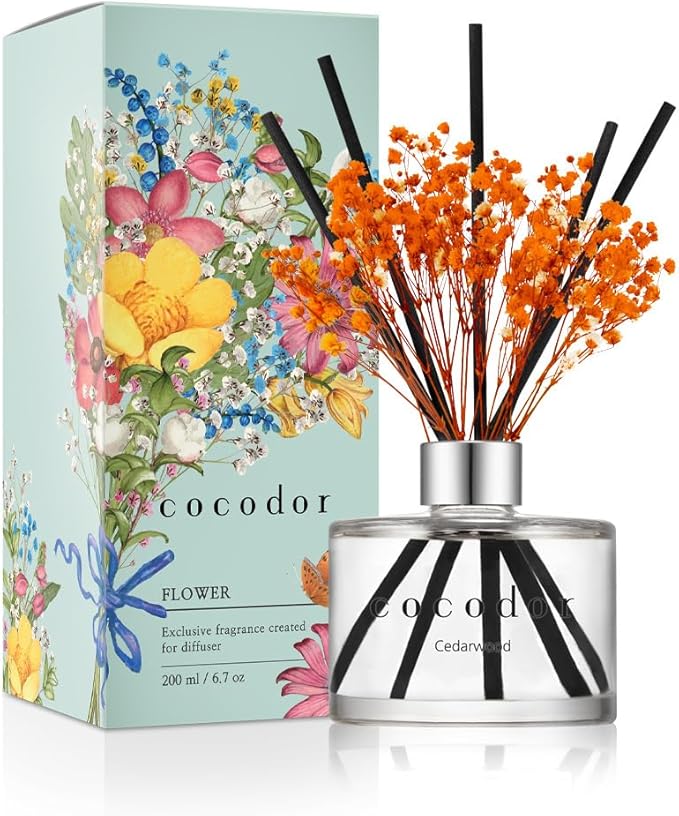COCODOR Preserved Flower Reed Diffuser/Cedar Wood/6.7oz/1Pack / Home Fragrance by Cocodor