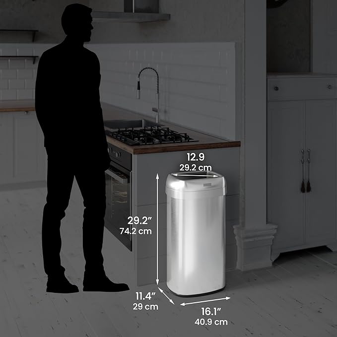 iTouchless 61 Liter / 16 Gallon Open Top Kitchen Trash Can & Recycle Bin - Image 6