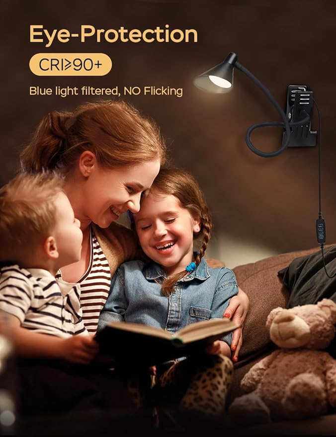 Clip on Light USB Reading Light 3 Color Modes 10 Brightness Levels Eye Care - Image 3