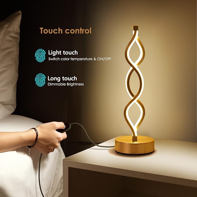 NUÜR Gold Infinity Spiral LED Table Lamp, Lamps - Image 3