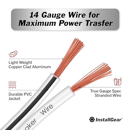 InstallGear 14 Gauge AWG Speaker Wire Cable - 30ft White - Image 2