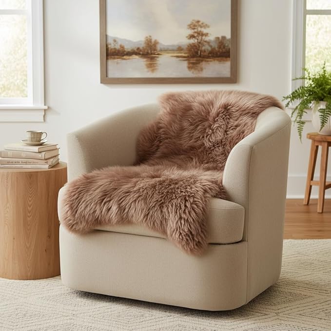 Super Area Rugs Buff Tan Sheepskin Rug Genuine Single 2x3ft Pelt Fluffy Fur by SuperAreaRugs