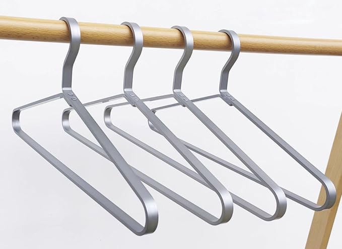 Premium Matte Silvery Aluminum Coat Hangers 90 Piece Set, 16.5” Extra Smooth & - Image 7
