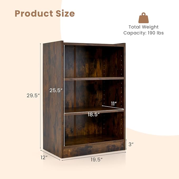 LOKO 3-Tier Open Bookcase, Modern 3-Cube Bookshelf - Image 3