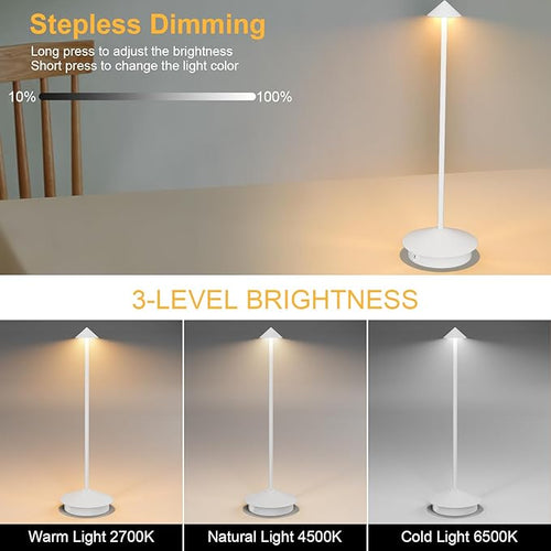 2-Pack 6000mAh Rechargeable Led Table Lamp Cordless, 3000K-6000K Stepless - Image 2
