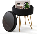 Cpintltr Modern Velvet Foot Rest Stool Upholstered Round Storage Ottomans by CpintltrFruniture