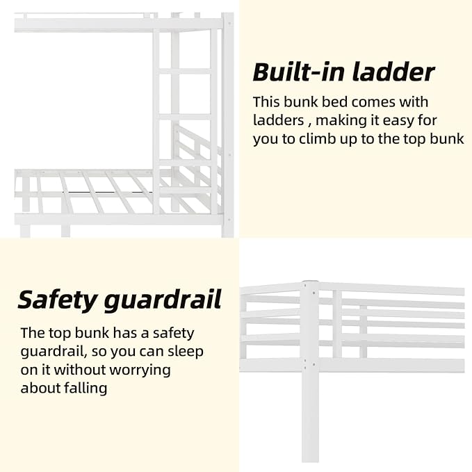 Twin XL Over Twin XL Bunk Bed Frame, Heavy Duty Metal Loft Bed - Image 5