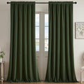 Joydeco Dark Olive Velvet Curtains 120 inch Length 2 Panels, Luxury Blackout by JOYDECO