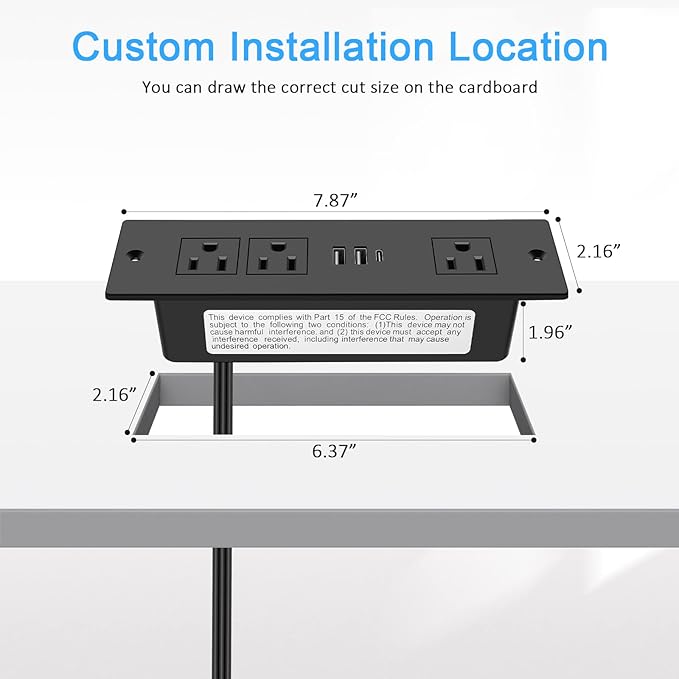 Recessed Power Strip, Furniture Drawer Outlet - Image 4