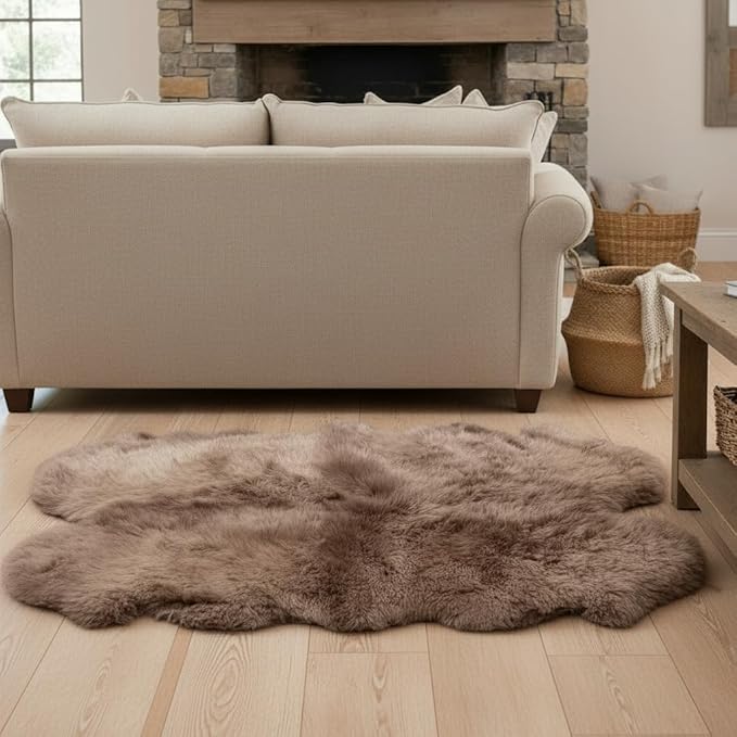 Premium Buff Tan Sheepskin Rug Genuine Quad 4x6ft Pelt Fluffy Fur Rug - Image 5