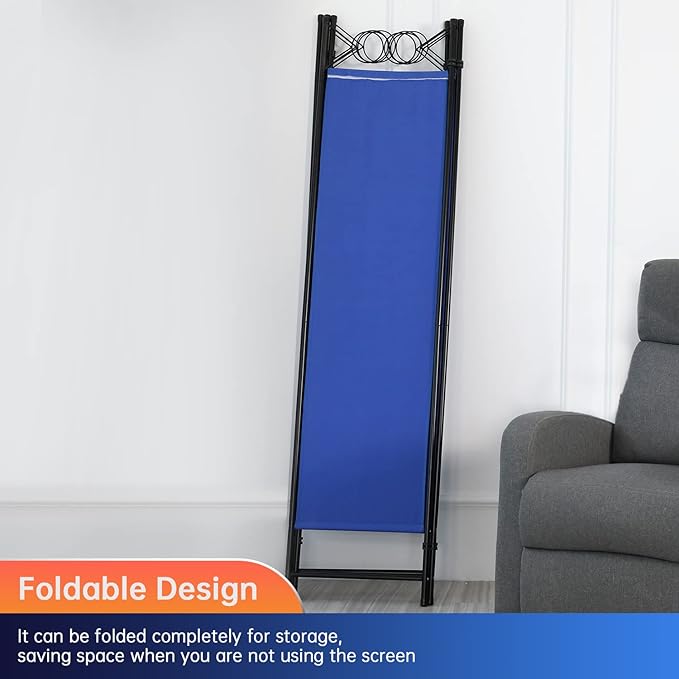 4 Panel Room Divider 6FT Steel Frame Screen Folding Privacy Divider - Image 6