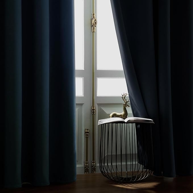 Joydeco Greyish Blue Velvet Curtains 72 Inches 2 Panels, Luxury Thermal - Image 6