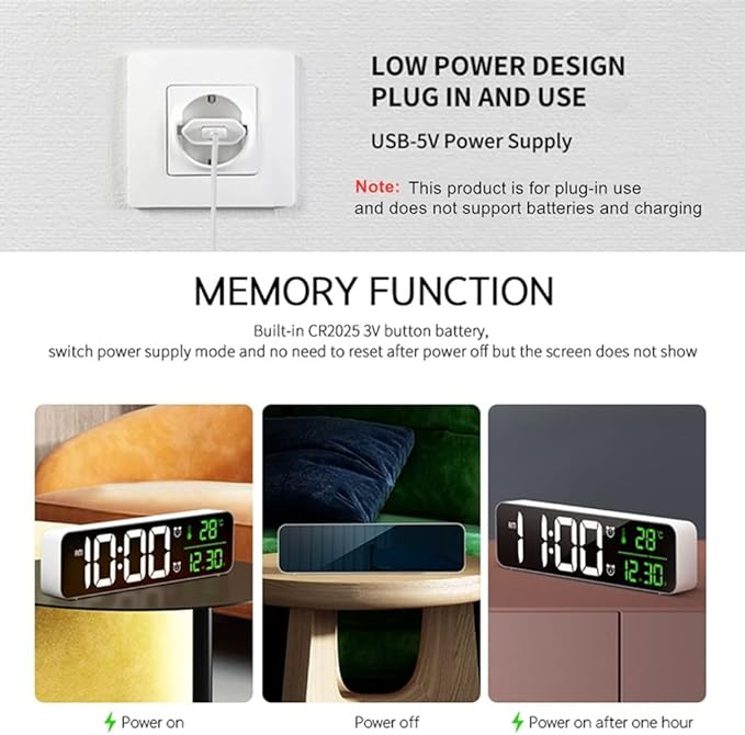 Abovsare Digital Clock for Bedroom, Clocks for Living Room Decor, Desk Table - Image 8