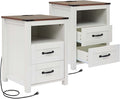 Puntogen White Night Stand Set of 2, Rustic End Table by Puntogen