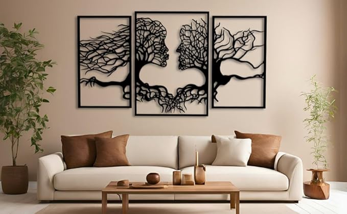 VAILLA Tree of Life Wall Wooden Art Abstract Tree Man Woman Face Large 3D - Image 2