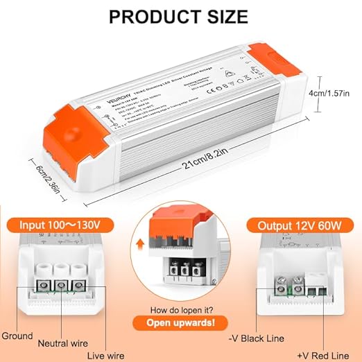 60W Dimmable LED Driver 12V DC Triac Constant Transformer, 120V AC to 12 Volt - Image 3