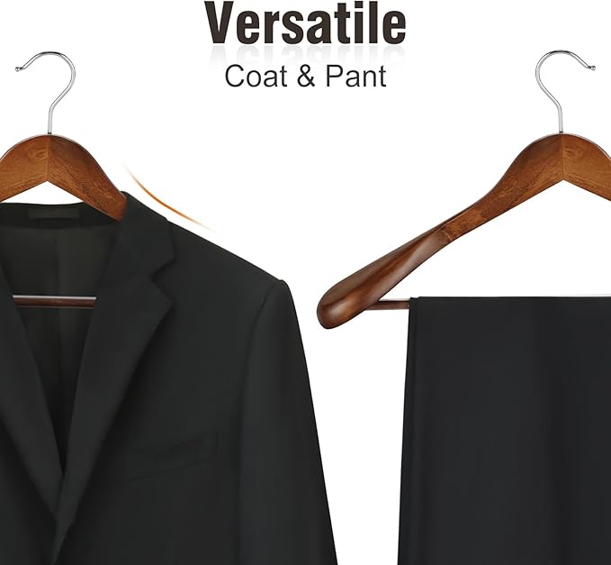 TOPIA HANGER Wide Shoulder Wooden Hangers, Suit Hangers - Image 6