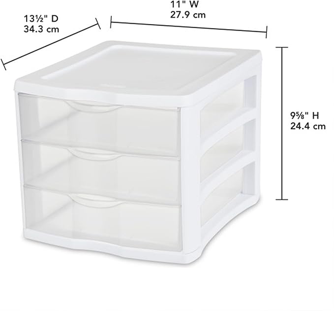 Sterilite 4-Pack 3 Drawer Unit, Plastic Desktop Organizer - Image 3