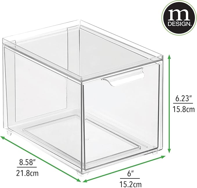 mDesign Shoe Storage Box with Drawer – Sturdy Plastic Storage Box - Image 3