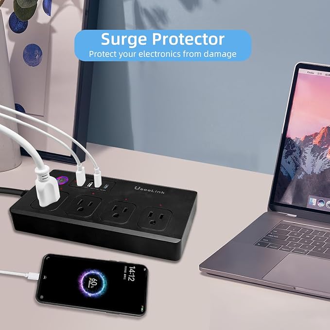 UseeLink Smart Power Strip, 4 Outlets and 4 USB Ports 2A2C, 5 ft. Cord - Image 5