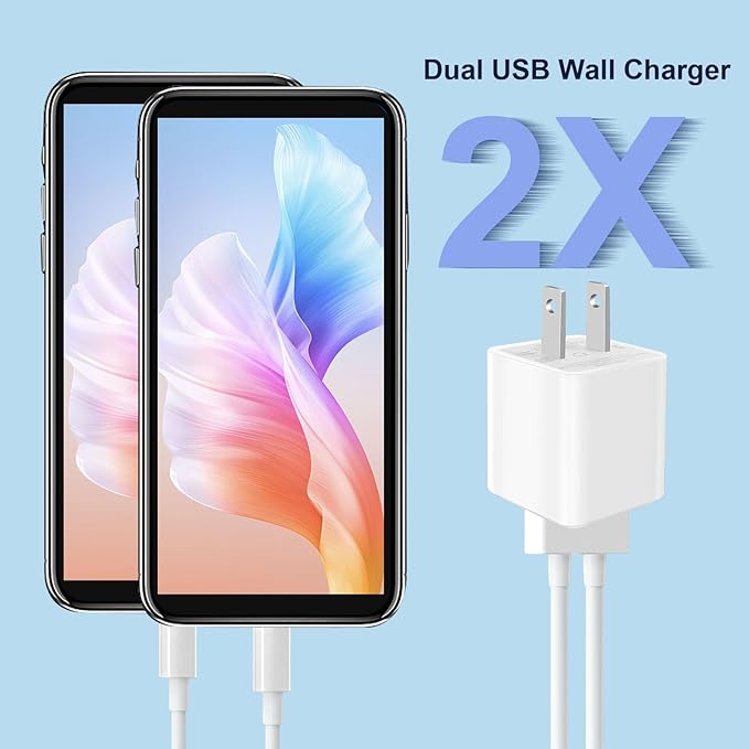 USB Wall Charger, Charger Block, Dual A Port Plug Cube, Power Adapter Charging - Image 3