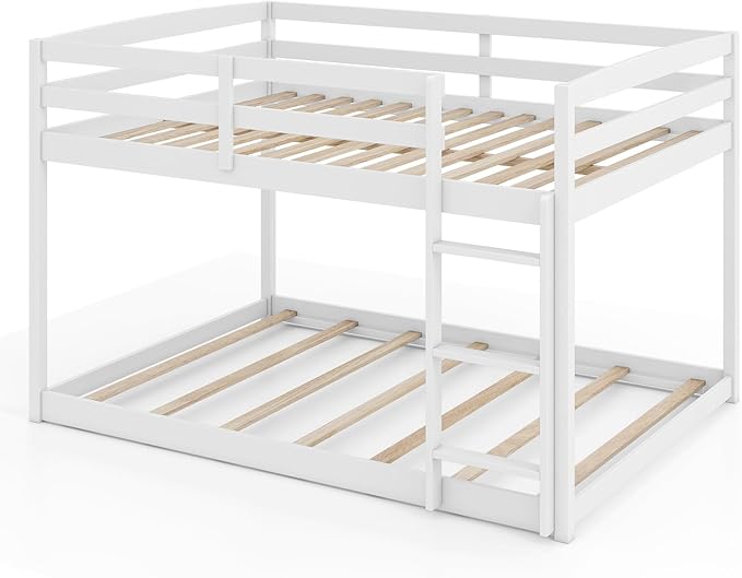 KOMFOTT Low Bunk Bed Full Over Full, Solid Wood Full Bed Frame - Image 9