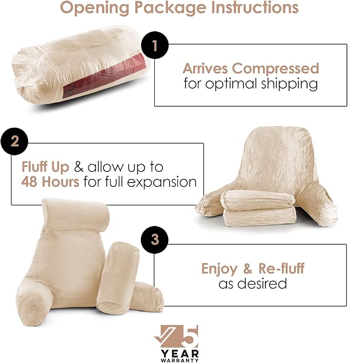 Nestl Reading Pillow with Shredded Memory Foam Includes 2 Neck and Lumber - Image 2