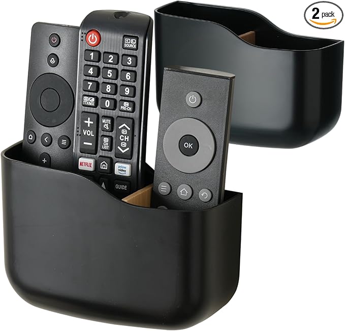 LINFIDITE 2 Pack Adhesive TV Remote Control Holder Wall Mount TV Remote Holder by LINFIDITE